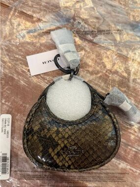 Coach Python-Embossed Leather Coin Purse Keychain HTF